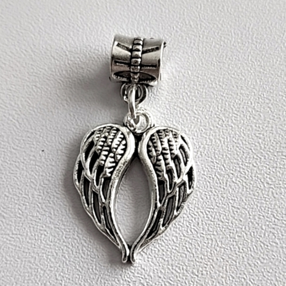 HEART Angel Wings Charm for European Style Bracelets Fits Pandora Syst…